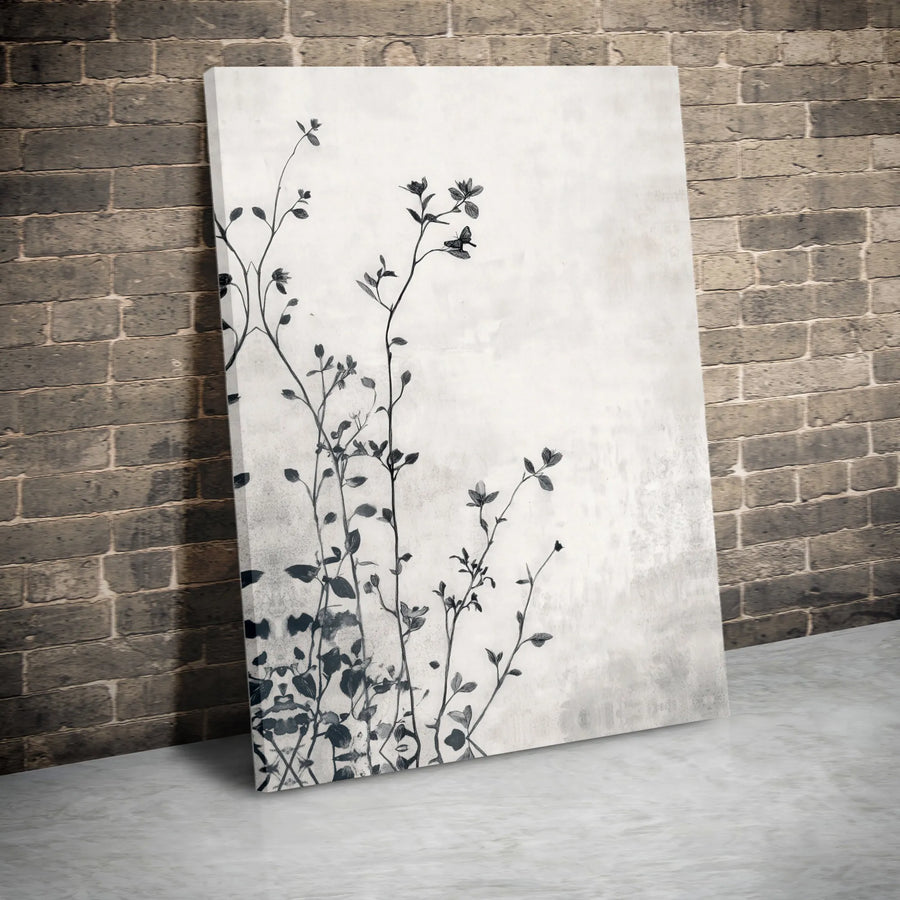 Minimalist Wildflower Canvas Print | Delicate Botanical Line Art | Premium Gallery Wrap Canvas | Modern Farmhouse Wall Decor Gift