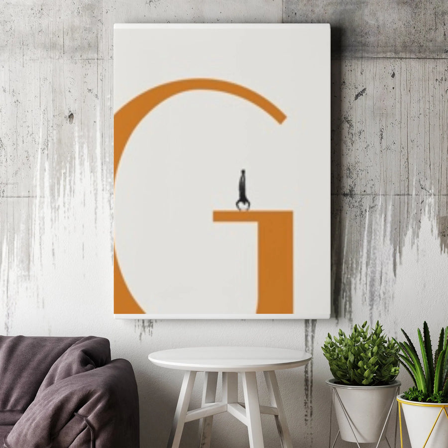 Abstract Handstand Canvas Wall Art | Modern Typography Letter G Graphic | Premium Thick Canvas Print | Collector's Gift for Home & Office Decor