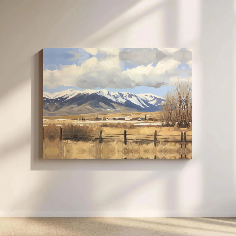 Mountain Landscape Wall Art | Impressionist Winter Valley Canvas Print | Premium Gallery Wrap Decor | Nature Home Gift for Living Room