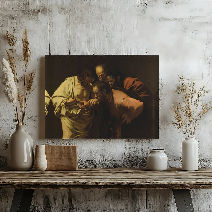 The Incredulity of Saint Thomas Canvas | Caravaggio Masterpiece Art | Premium Gallery Wrapped Print | Religious Wall Decor for Home