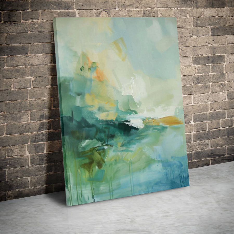 Abstract Canvas Wall Art | Teal and Gold Brushstroke Design | Premium Gallery Wrapped Canvas | Modern Home & Office Decor Gift