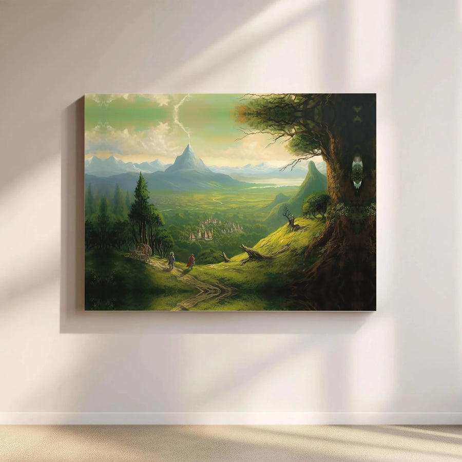 Fantasy Landscape Canvas Wall Art | Mountain Village Adventure Print | Premium Gallery-Wrapped Decor | Gift For Fantasy Lovers