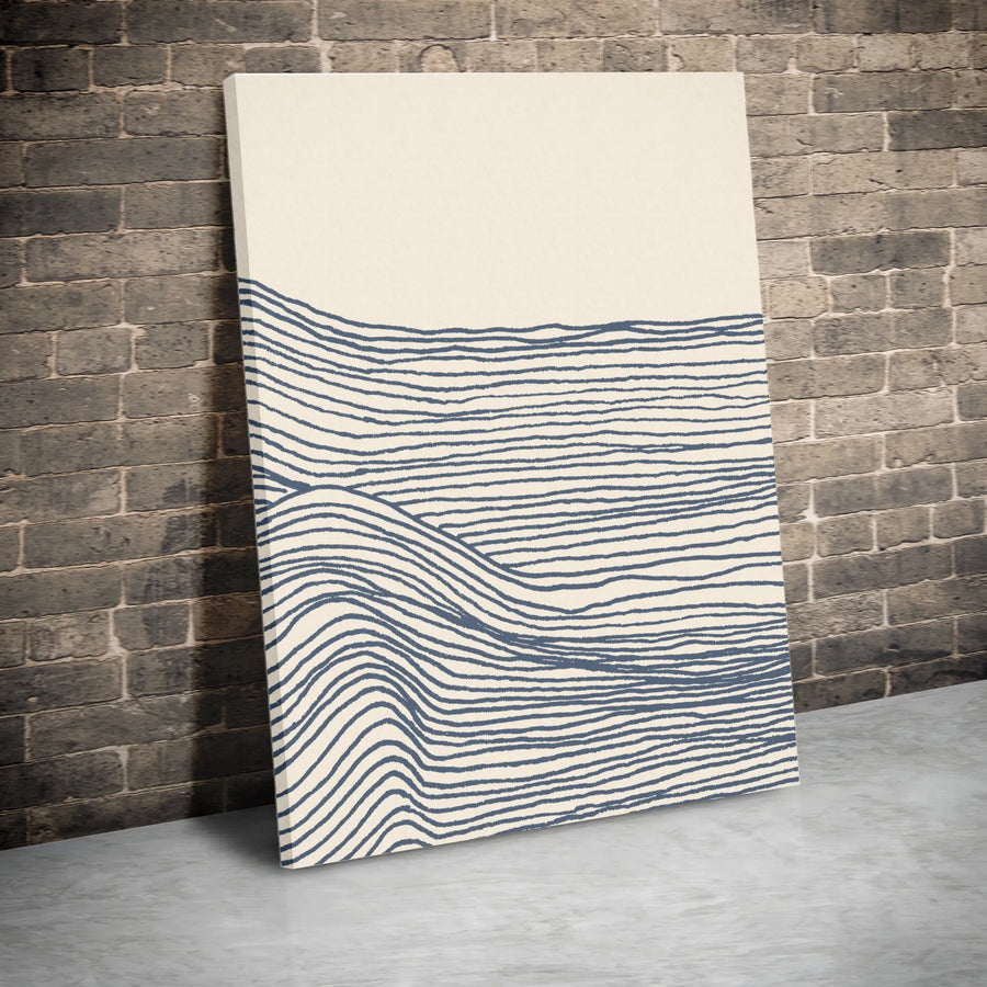 Minimalist Ocean Waves Vertical Canvas | Abstract Rolling Line Art | Premium 1.25" Thick Gallery Wrap | Modern Coastal Home Decor Gift