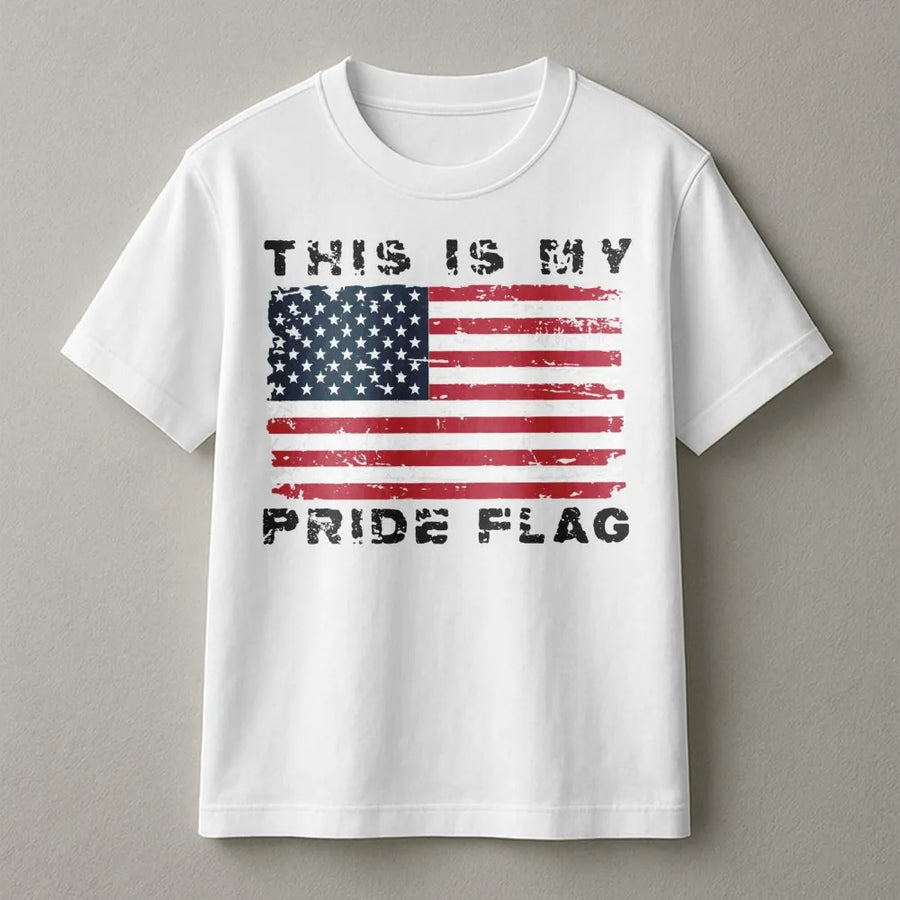 This Is My Pride Flag T-Shirt | Patriotic Distressed American USA Graphic | Premium Soft Cotton Unisex Tee | Gift for American Patriots