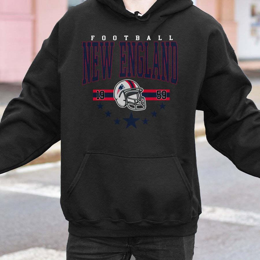 Football New England 19 59 With Patriots Throwback Helmet Hoodie