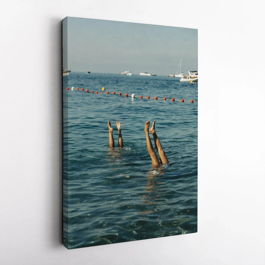 Summer Ocean Handstand Canvas Print | Vintage Style Photographic Wall Art | Premium Canvas | Unique Coastal Home Decor Gift