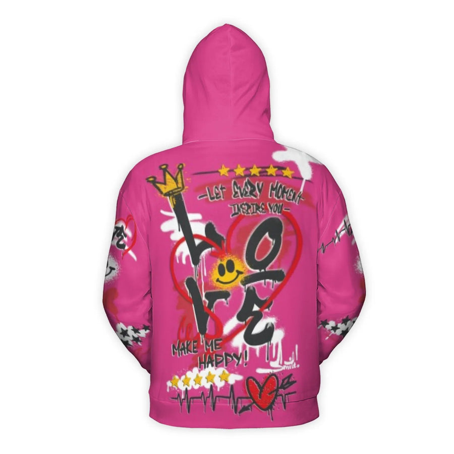 Love Graffiti 3D Hoodie | Vibrant Street Art Urban Graphic Print | Premium Brushed Fleece Lining | Unisex Streetwear Gift for Teens and Adults