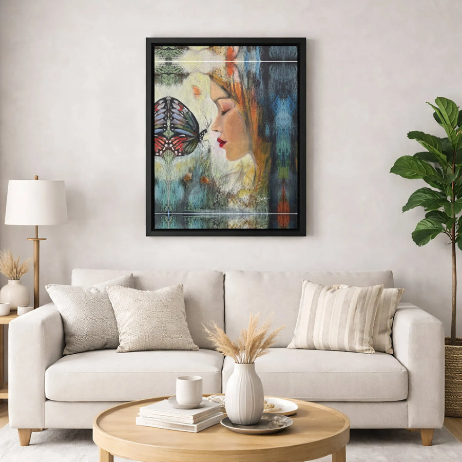 Abstract Woman Butterfly Canvas Art | Colorful Surreal Portrait Wall Decor | Premium Fade-Resistant Gallery Print | Elegant Home & Office Gift