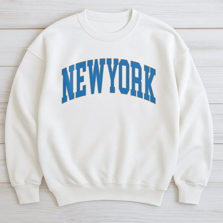 New York Sweatshirt | Vintage Varsity Graphic with Retro College Font | Soft Cotton Tee | NYC Tourist & Souvenir Gift for Men and Women