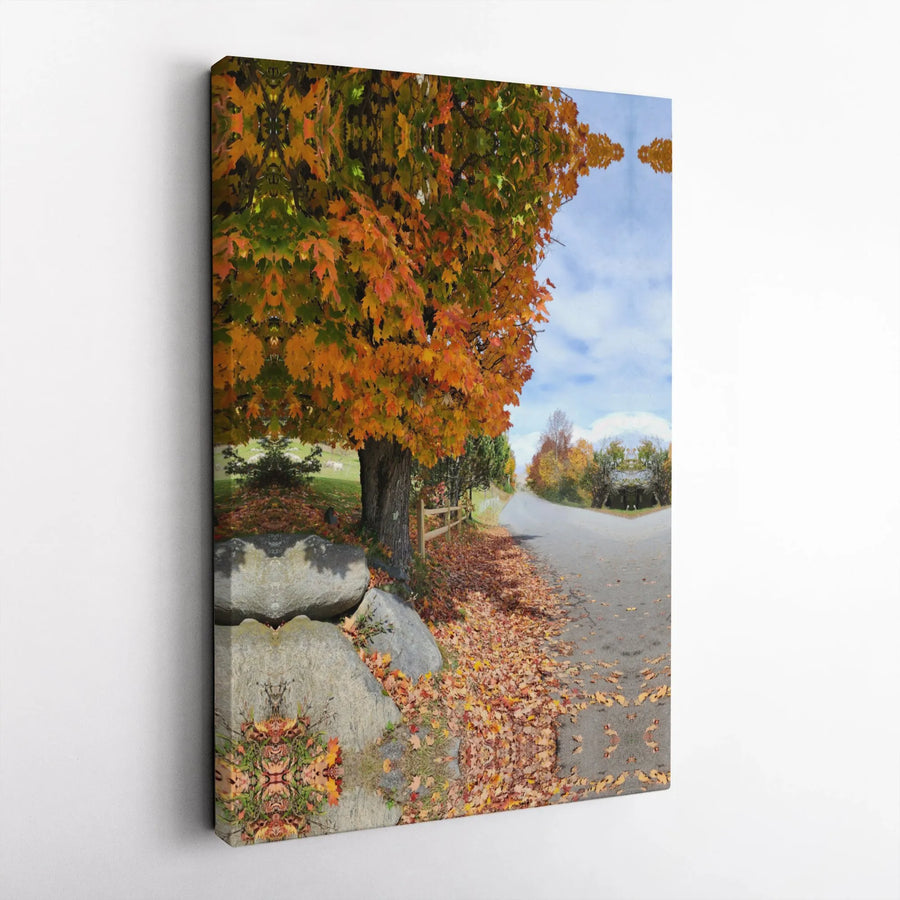 Autumn Landscape Canvas Wall Art | Kaleidoscope Maple Tree Forest Path | Gallery-Quality 1.25” Thick Premium Print | Fall Season Home Decor Gift