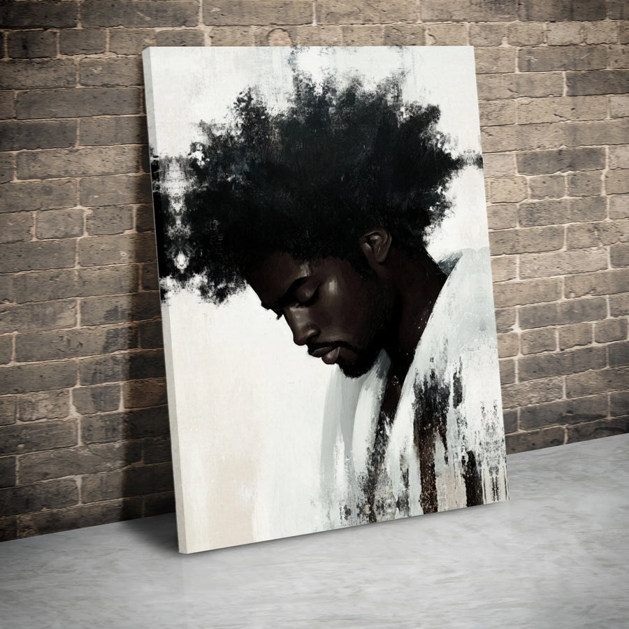 Black Man Portrait Canvas | Modern Abstract Brushstroke Art Print | Premium Gallery Wrapped Wall Decor | African American Art Gift
