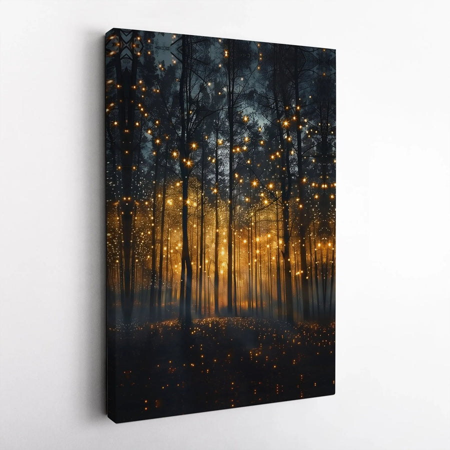 Enchanted Forest Canvas Print | Magical Firefly Woodland Wall Art | Premium Gallery-Wrapped Decor | Whimsical Nature Landscape for Home