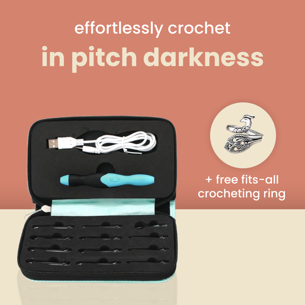 BrightHook LED crocheting kit with 11 hooks