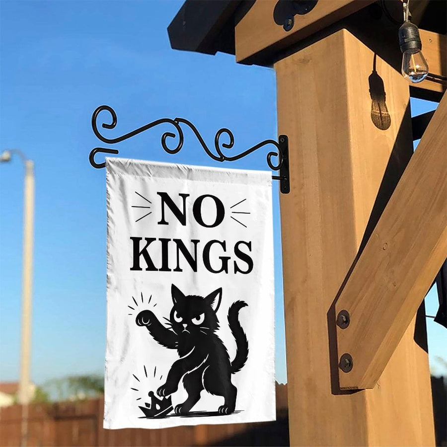 No Kings Garden Flag | Rebel Black Cat Yard Decor | Weather-Resistant Polyester | Funny Animal Lover Outdoor Gift