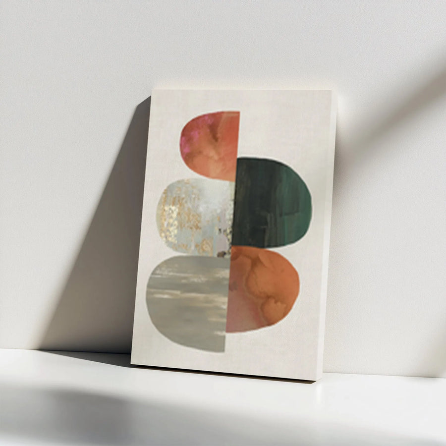 Abstract Stacked Stones Canvas Print | Modern Geometric Wall Art with Earth Tones | Premium Gallery Wrap Canvas | Japandi Style Living Room Decor Gift