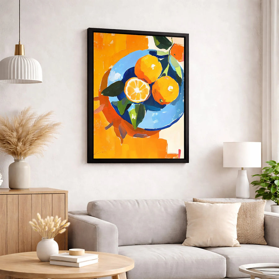 Orange Fruit Still Life Canvas Print | Modern Impressionist Kitchen Wall Art | Premium Fade-Resistant Gallery Wrap | Citrus Decor for Dining Room