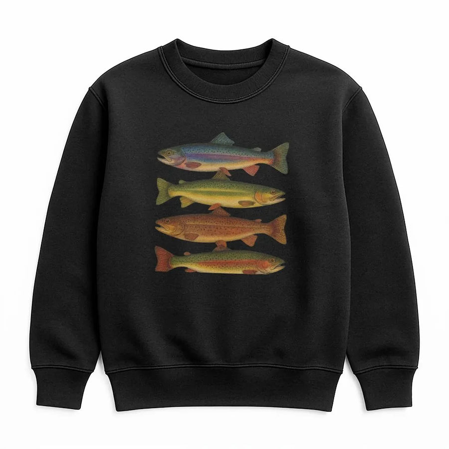 Vintage Trout Sweatshirt | Retro Fish Species Illustration | Premium Cotton Tee | Gift for Fisherman & Angler