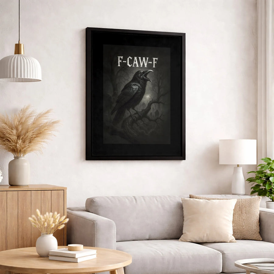 Gothic Crow Wall Art | Spooky Raven Forest Print | Premium Gallery Wrapped Canvas | Dark Academia Gift for Horror Fans