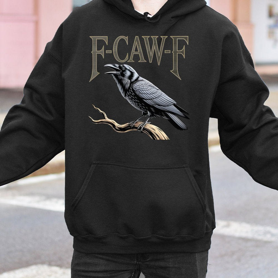 Raven Graphic Hoodie | F-CAW-F Bird Lover Apparel | Premium Cotton Blend Pullover | Unisex Gift for Nature Enthusiasts