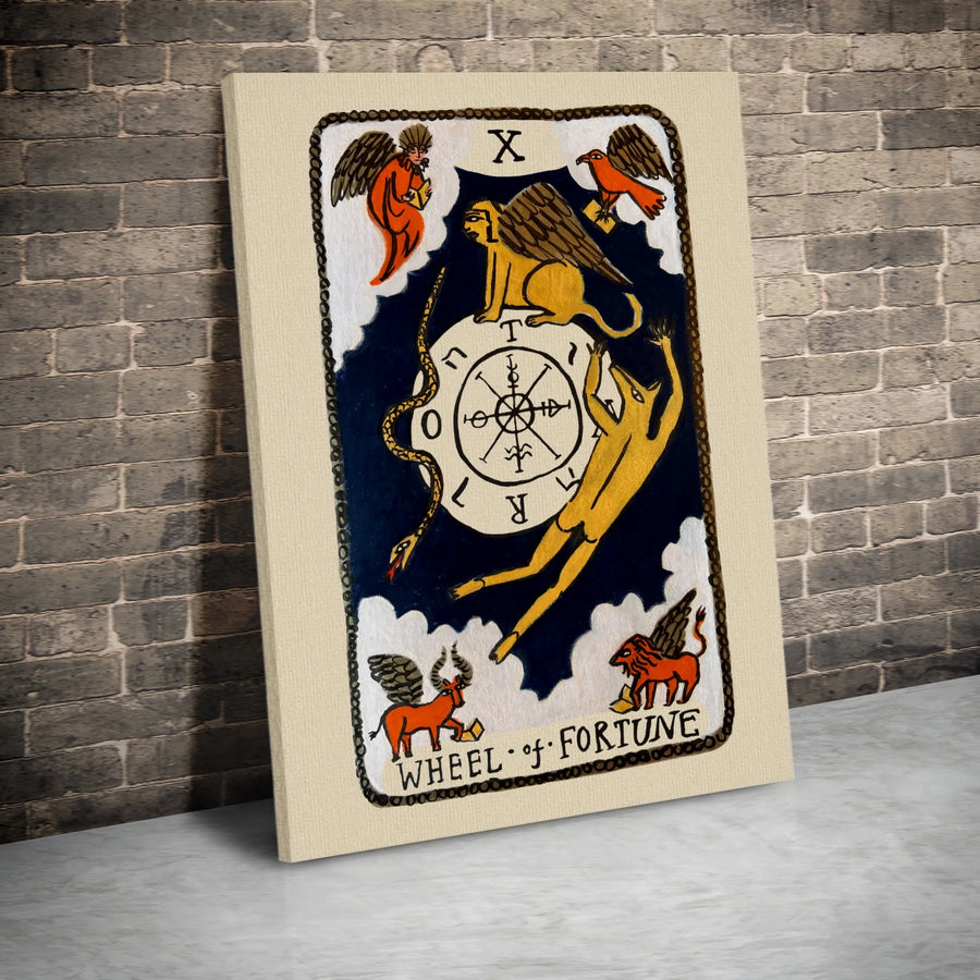 Wheel Of Fortune Tarot Card Canvas Art | Major Arcana Astrology Wall Decor | Premium Fade-Resistant Print | Mystical Spiritual Gift For Occult Lovers