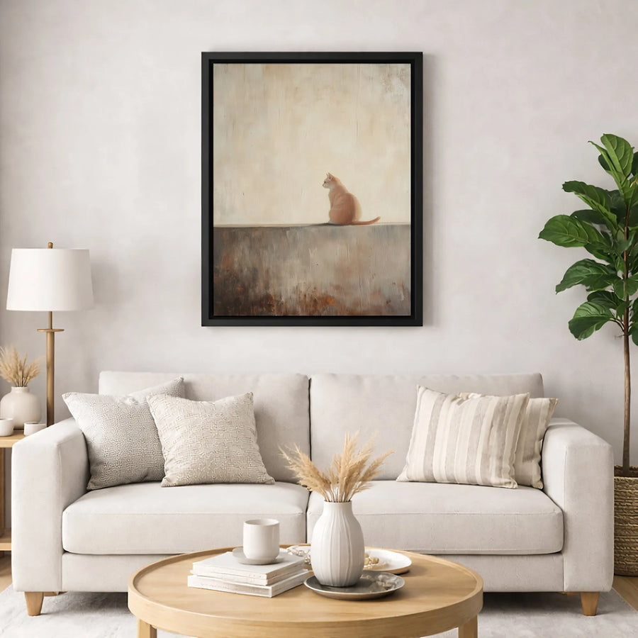Ginger Cat Canvas Wall Art | Minimalist Orange Tabby Painting | Gallery-Quality Premium Print | Serene Animal Decor for Home and Office