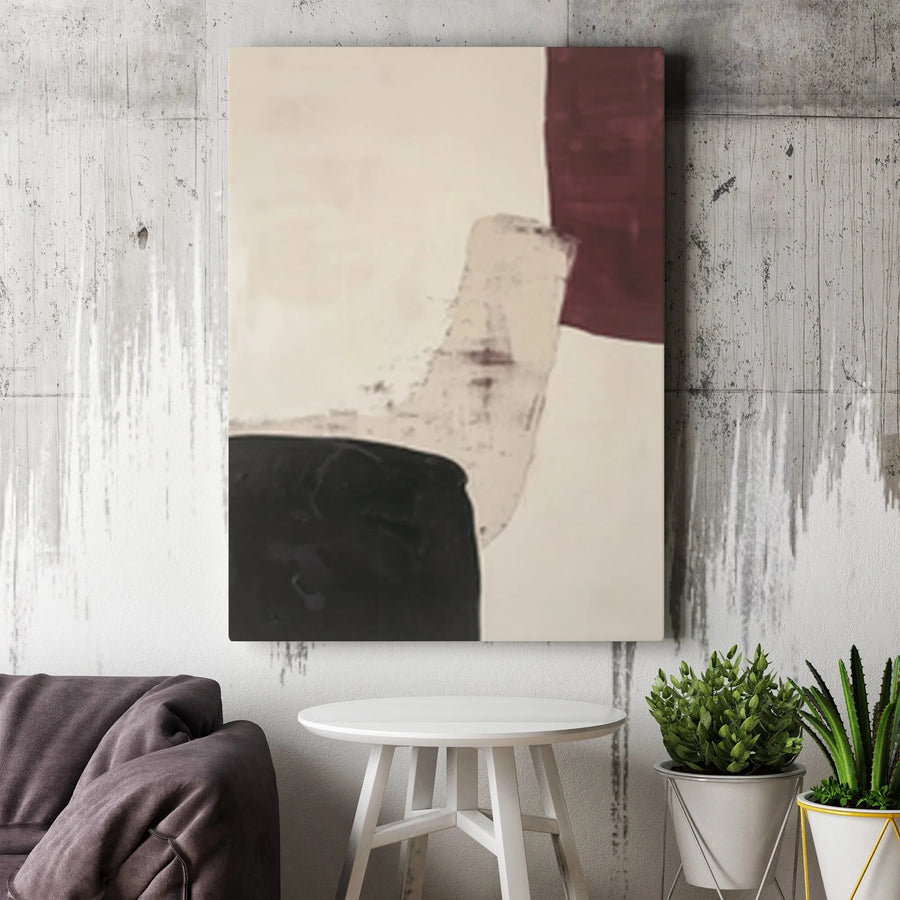 Abstract Art Canvas Print | Modern Red & Black Color Block Design | Premium 1.25" Thick Wall Art | Minimalist Living Room Decor Gift