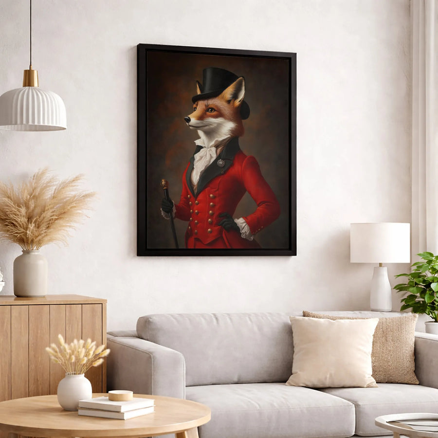 Gentleman Fox Wall Art | Victorian Anthropomorphic Animal Portrait | Premium Gallery Canvas | Quirky Home Office Decor Gift