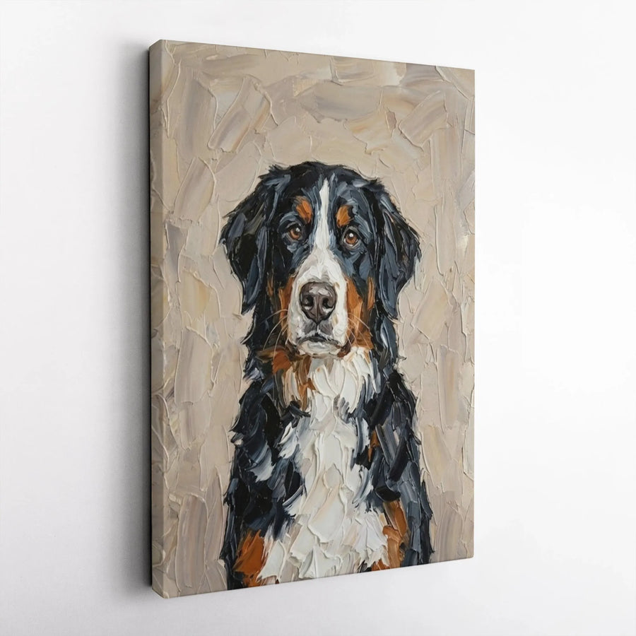 Bernese Mountain Dog Canvas Wall Art | Impasto Texture Oil Painting Style | Premium Gallery Wrap 1.25" Frame | Perfect Gift for Dog Lovers