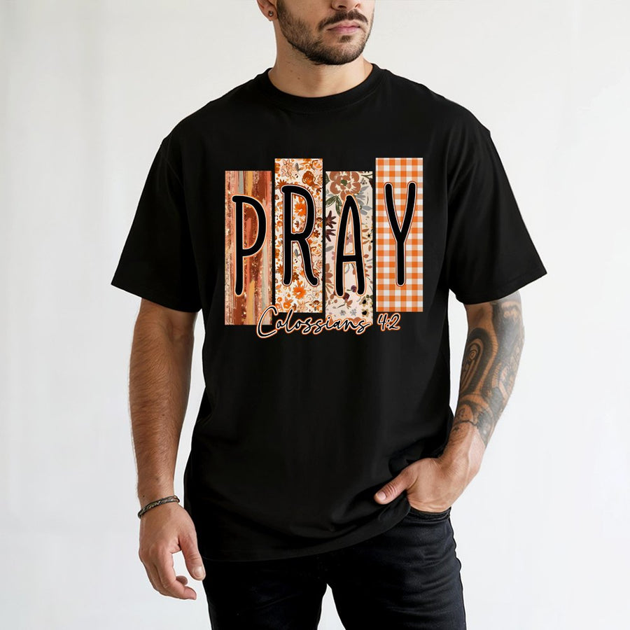 Pray Colossians 4:2 T-Shirt | Fall Floral Boho Christian Graphic Tee | Premium 100% Cotton | Religious Faith Gift for Women & Men
