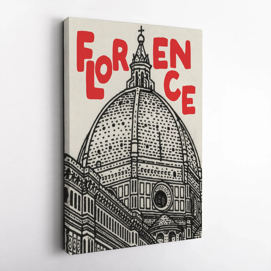 Florence Italy Canvas Print | Duomo Cathedral Sketch Illustration | Premium Gallery Wrapped Art | Travel Gift for Italy Lovers