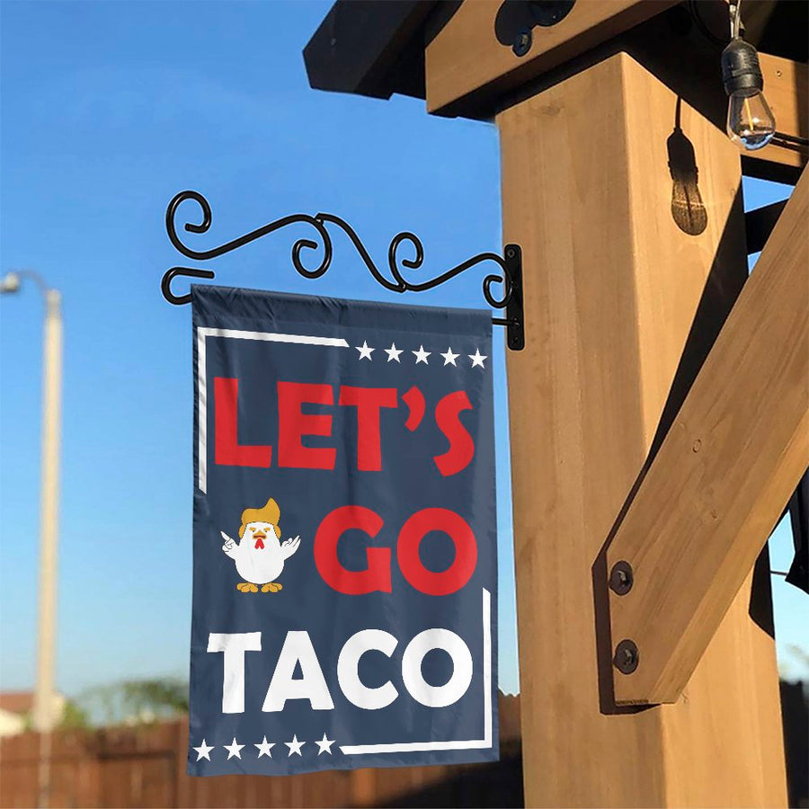 Let's Go Taco Garden Flag | Funny Chicken Yard Decor | Durable Polyester Outdoor Banner | Patriotic Gift for Home Garden Lovers