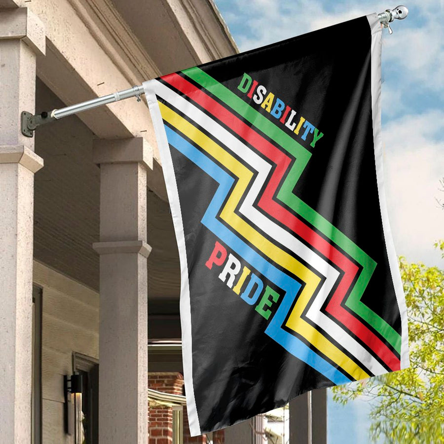 Disability Pride House Flag | Zigzag Colorful Stripe Design | Premium Weather-Resistant Polyester | Durable Outdoor Garden Banner Gift