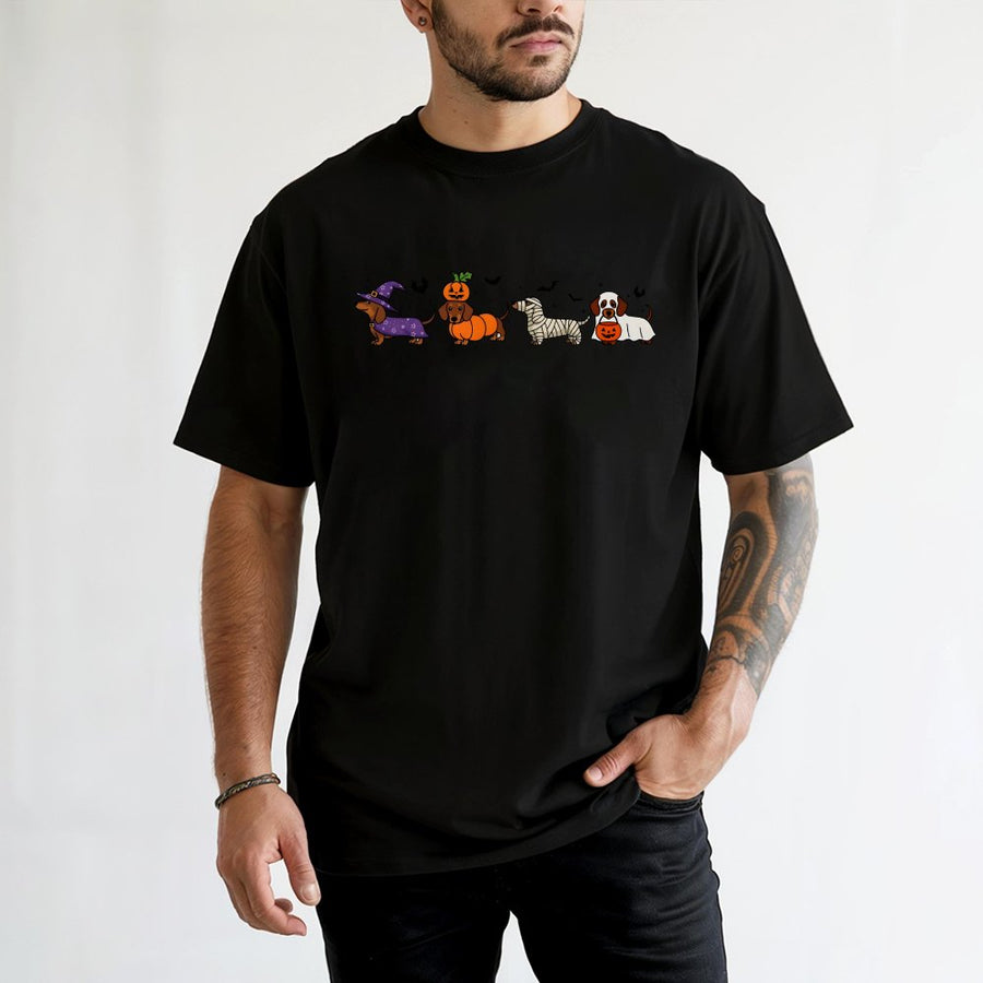 Dachshund Halloween T-Shirt | Cute Spooky Ghost Dog Costume Graphic | Premium 100% Cotton | Funny Wiener Dog Lover Gift for Her