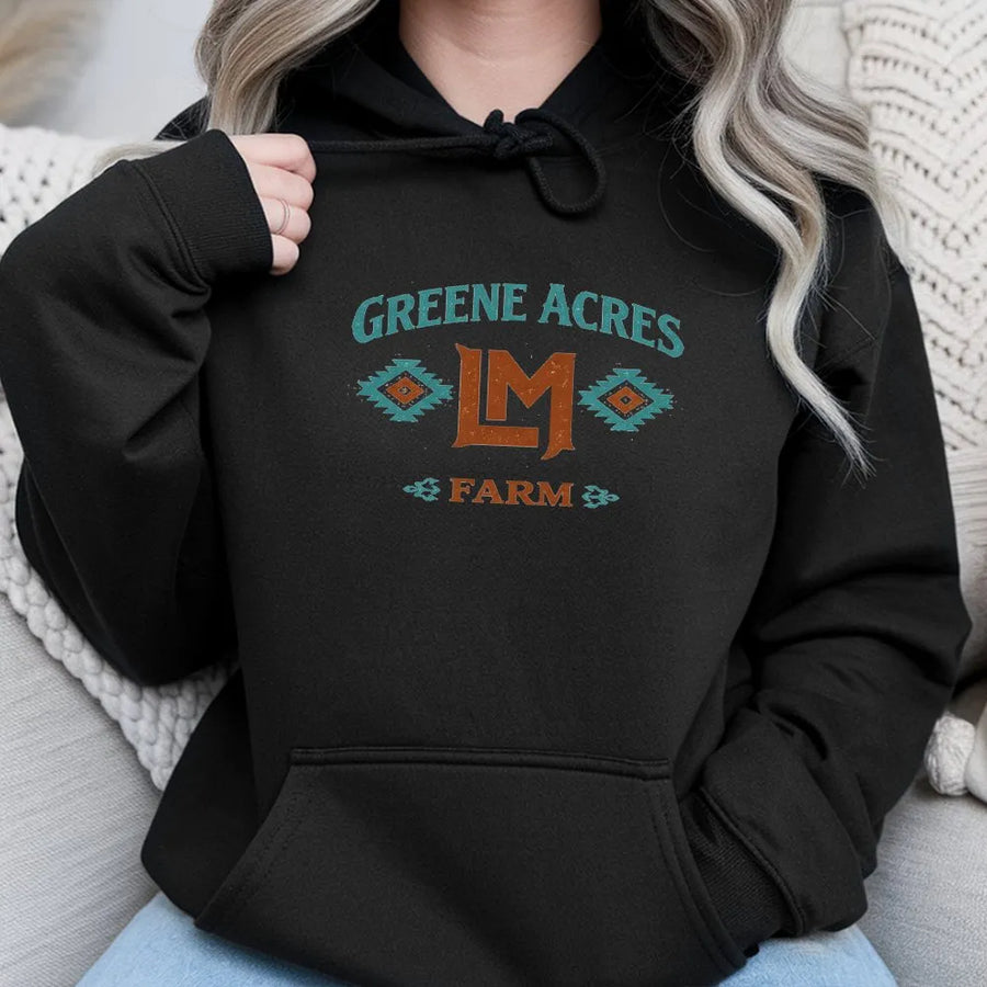 Western Farm Hoodie | Southwestern Aztec Graphic Sweatshirt | Premium Cotton Blend | Gift for Farmer or Rancher