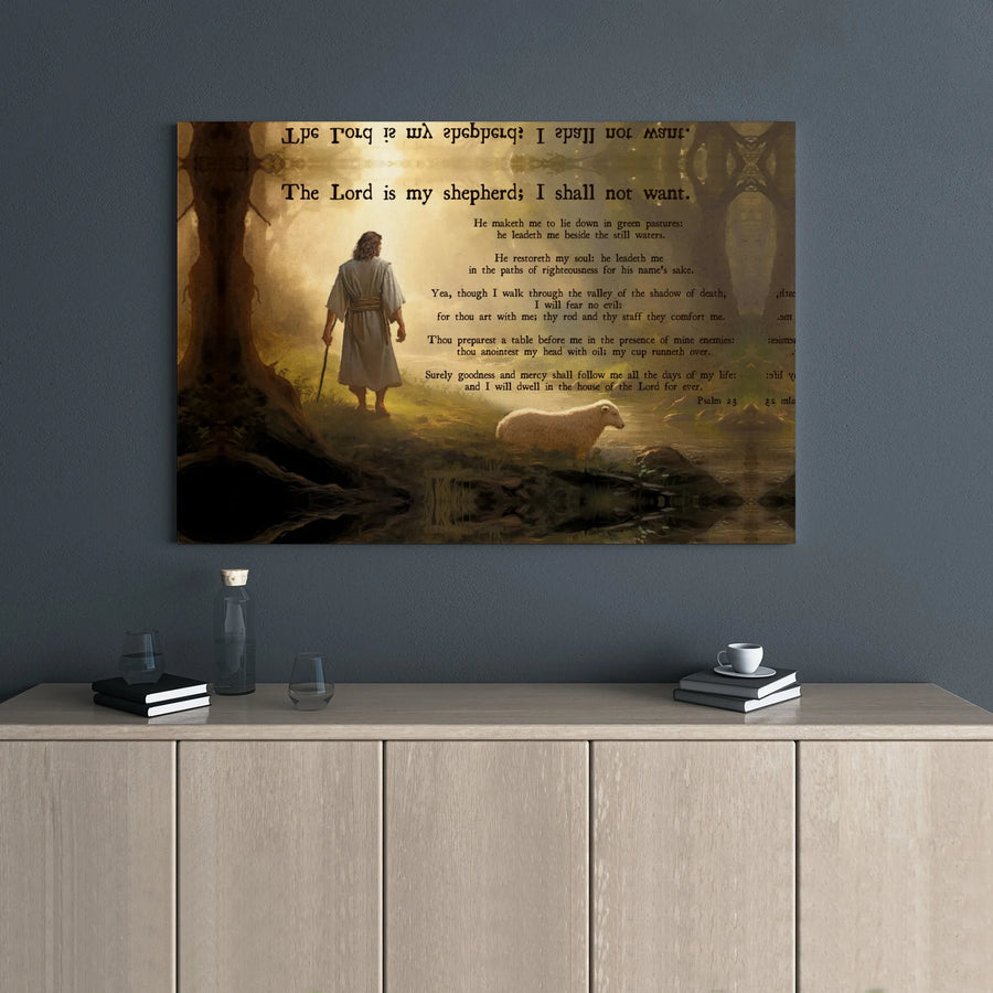 Psalm 23 Canvas Art | The Lord Is My Shepherd Wall Decor | Premium Gallery Wrapped Print | Christian Religious Gift for Home Office