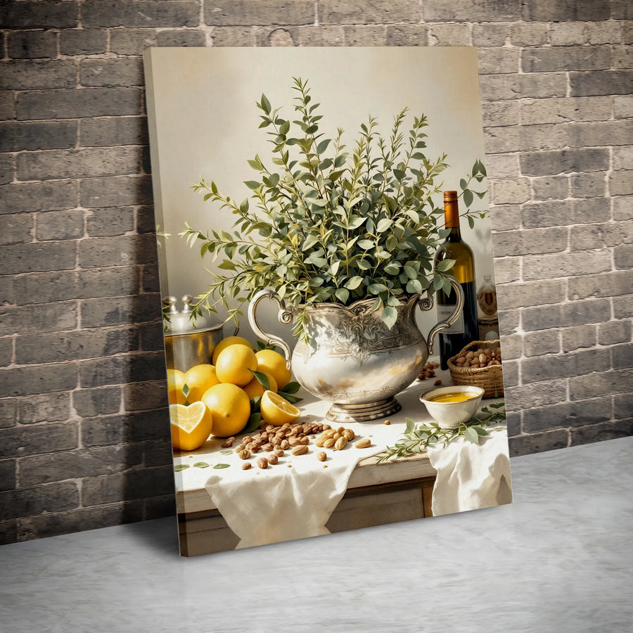 Still Life Lemon Wall Art | Tuscan Kitchen Decor | Premium 1.25-Inch Canvas Print | Dining Room Farmhouse Home Decor