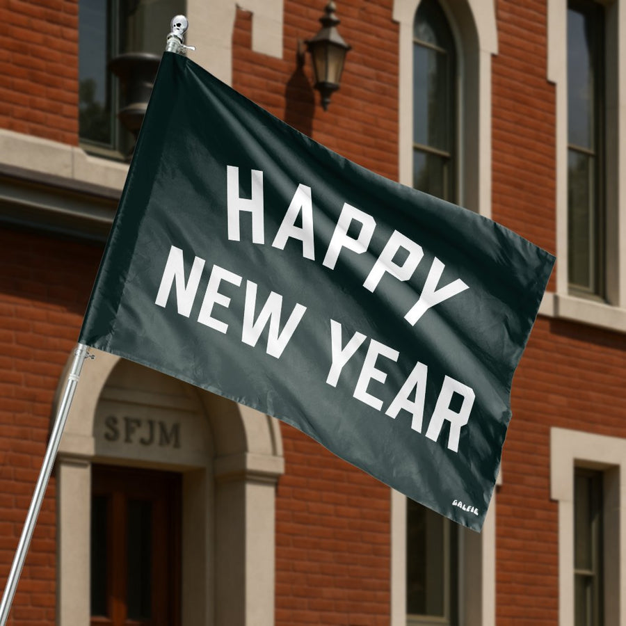 Happy New Year Horizontal House Flag | Festive Seasonal Outdoor Banner | Premium Fade-Resistant Polyester | Holiday Yard Decor Gift