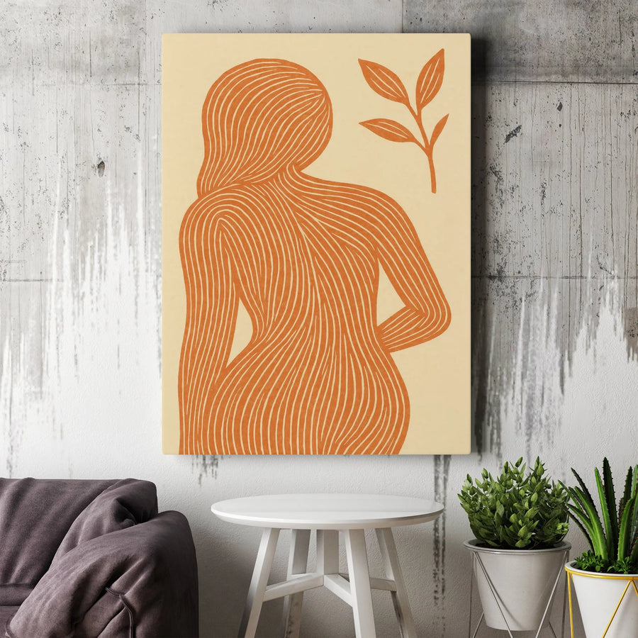 Minimalist Woman Line Art Canvas | Abstract Female Figure Botanical Print | Premium Gallery Wrapped Wall Art | Modern Boho Home Decor Gift