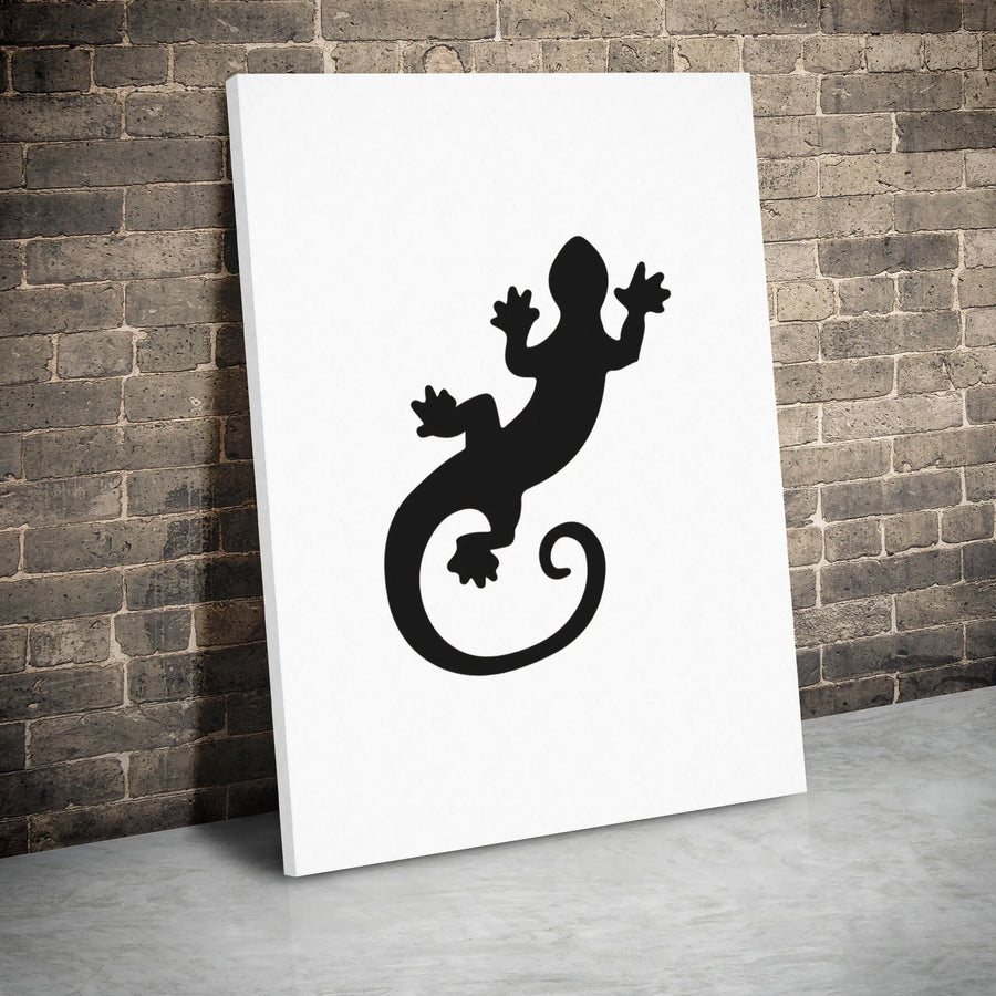Gecko Wall Art Canvas | Minimalist Tribal Lizard Silhouette | Premium Gallery Wrap Print | Modern Nature Home Decor Gift