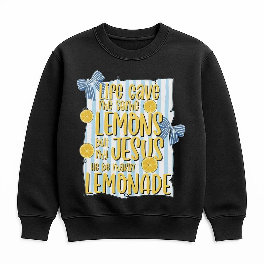Christian Lemonade Sweatshirt | Life Gave Me Lemons Jesus Made Lemonade | Cozy Cotton Blend | Inspirational Faith Gift for Women