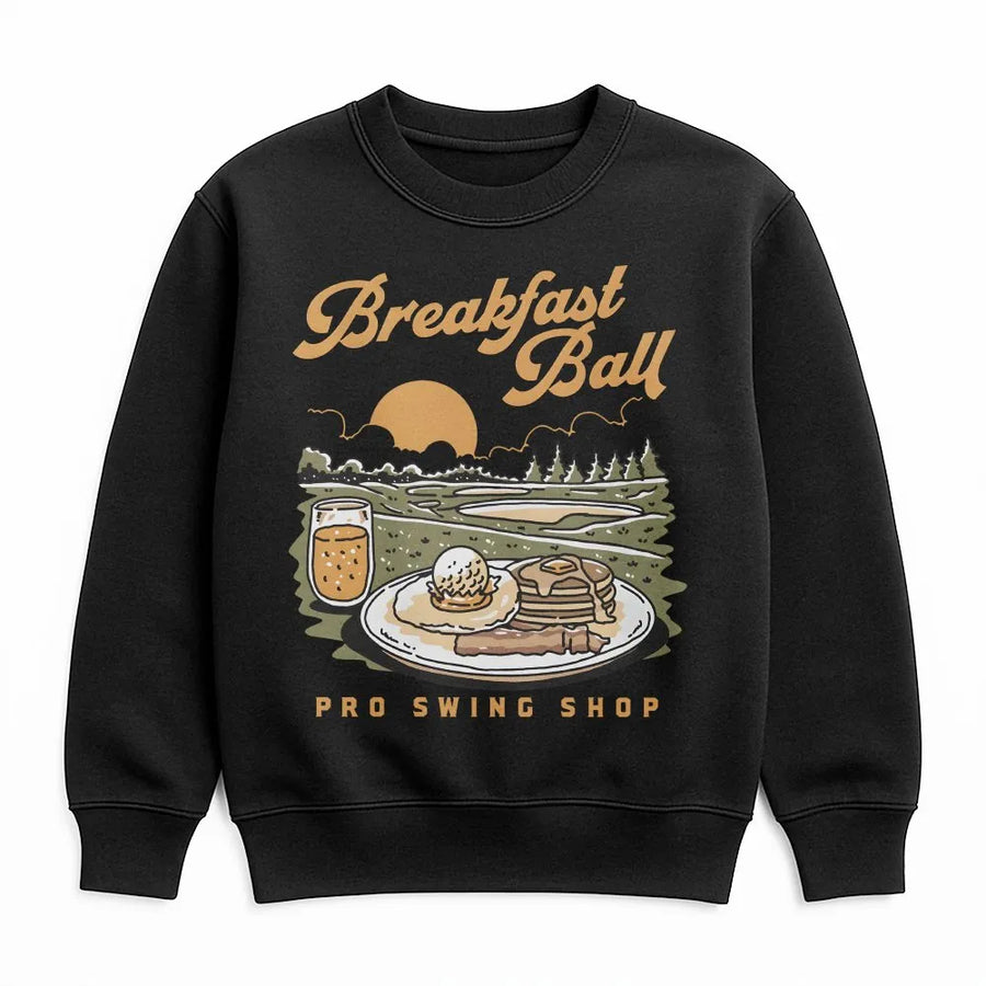 Breakfast Ball Golf Sweatshirt | Funny Breakfast Golf Club Graphic | Premium Cotton Blend Crewneck | Golfing Gift for Men and Women