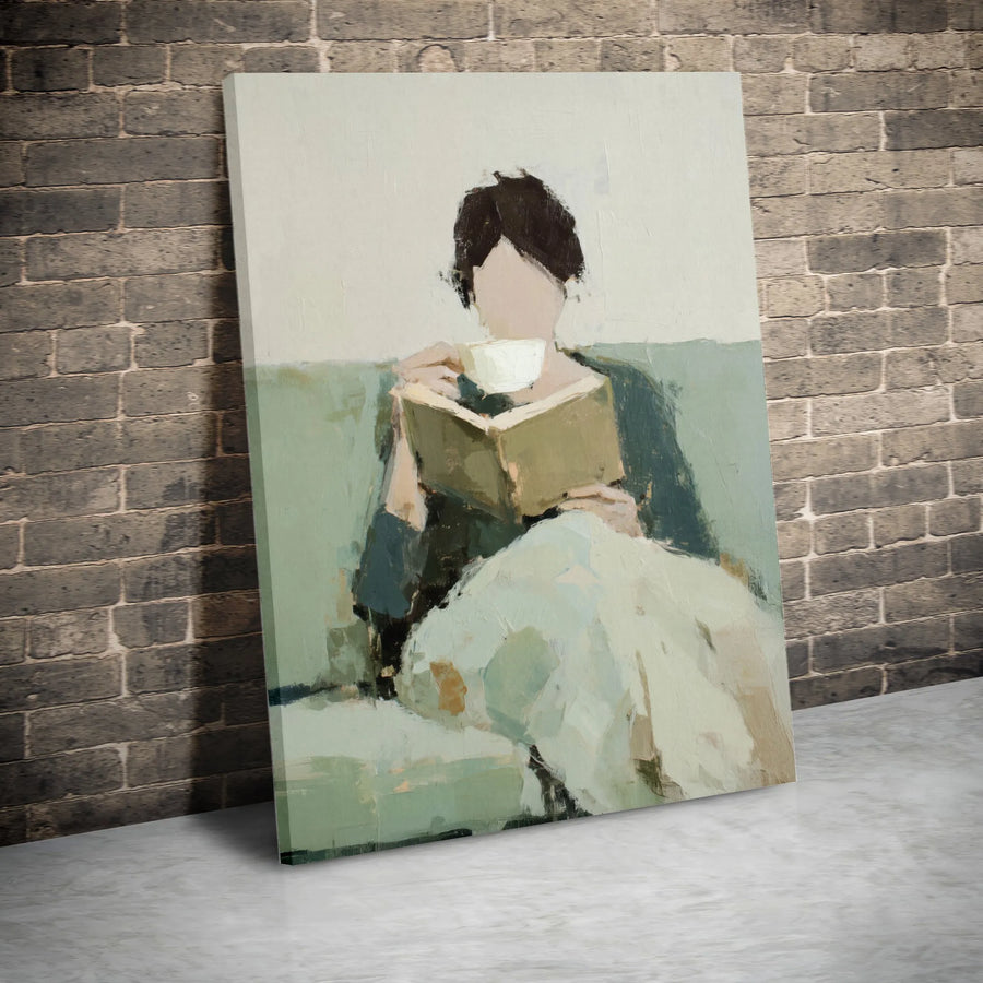 Abstract Woman Reading Canvas Art | Impressionist Book Lover Wall Decor | Premium Fade-Resistant Print | Cozy Home Library Gift for Readers