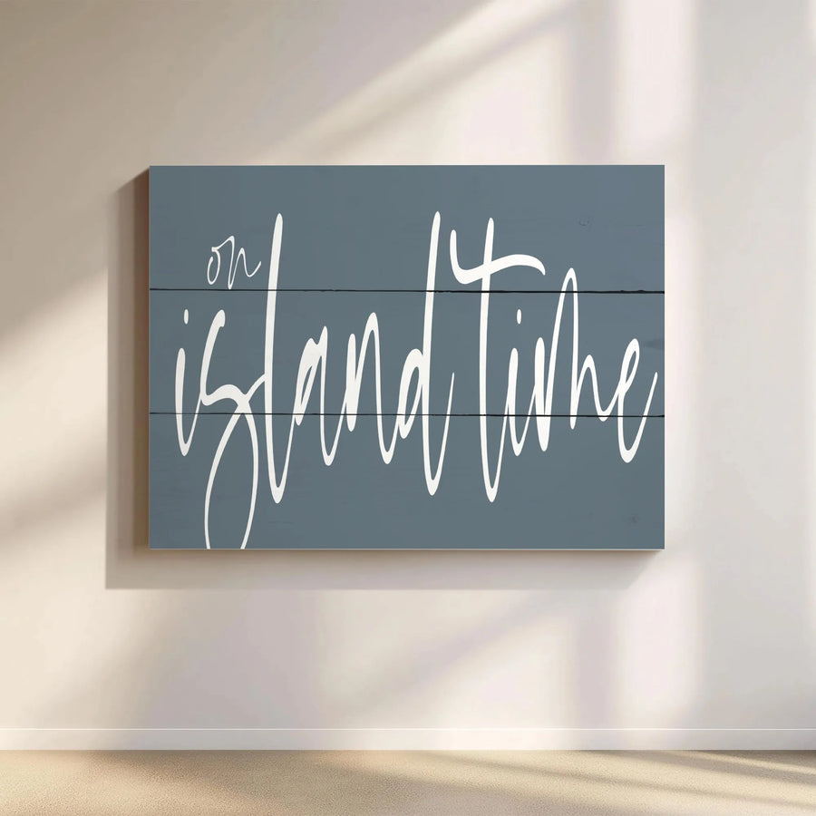 On Island Time Canvas Wall Art | Rustic Beach House Decor Sign | Premium Gallery Wrap Print | Coastal Home Relaxation Gift