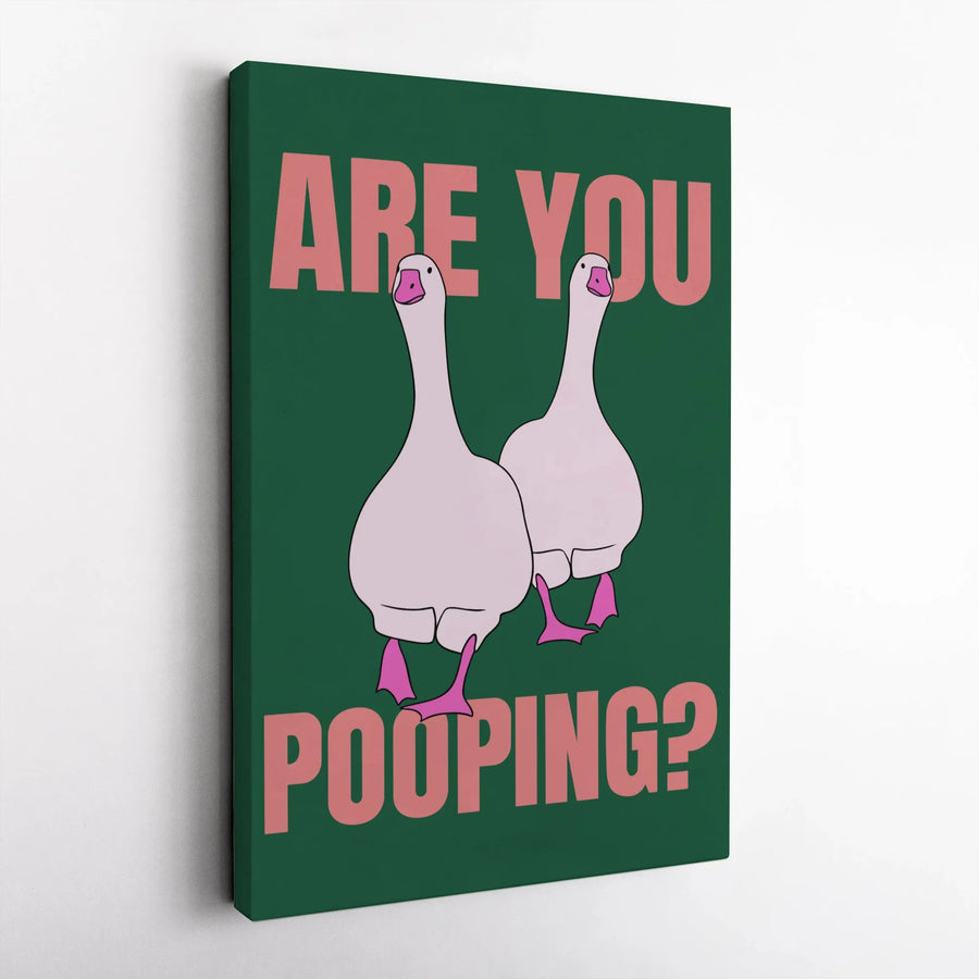Are You Pooping? Funny Goose Canvas Wall Art | Whimsical Bathroom Decor Sign | Premium Fade-Resistant Print | Quirky Gag Gift for Home Office
