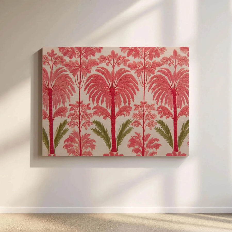 Pink Palm Tree Canvas Art | Tropical Botanical Wall Decor | Gallery Quality Premium Print | Modern Living Room Gift