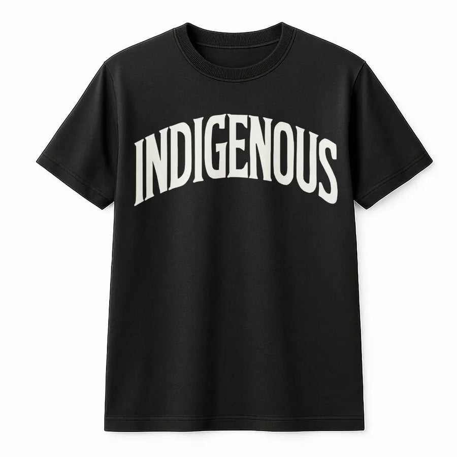 Indigenous Graphic T-Shirt | Retro Arch Text Design | Premium Soft Cotton | Native American Heritage Pride Gift for Adults