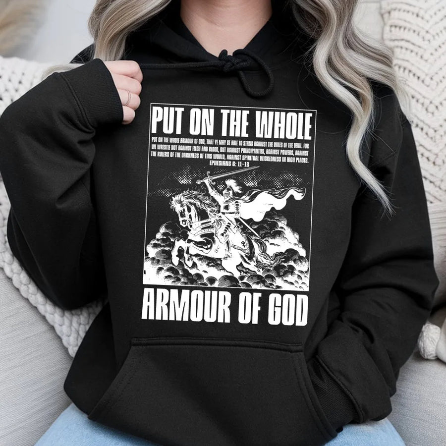 Armour Of God Hoodie | Ephesians 6 Bible Verse Graphic | Premium Cotton Blend | Christian Faith Gift For Men And Women