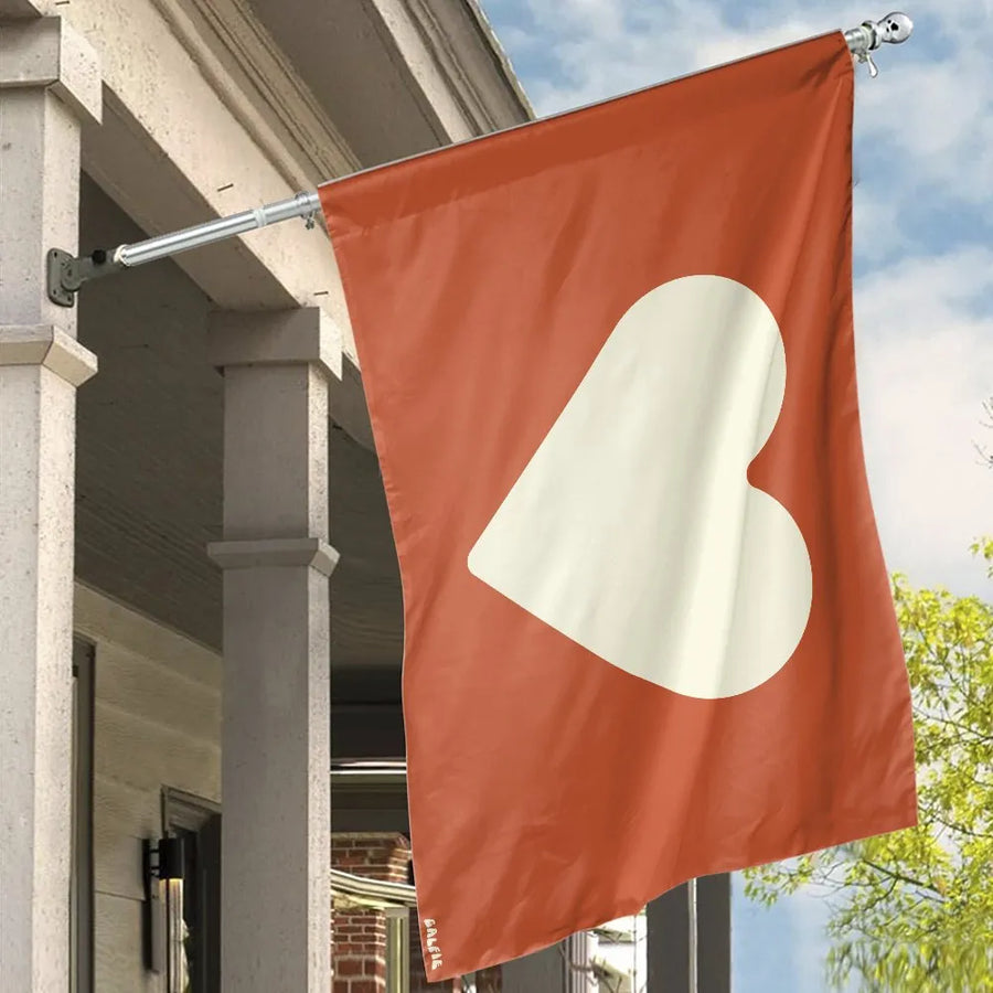 Modern Heart House Flag | Double-Sided Graphic Banner | Premium Weather-Resistant Polyester | Porch & Yard Decor Gift