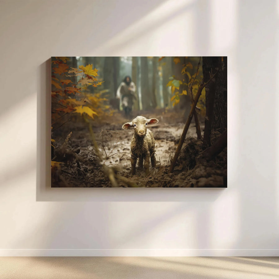 The Good Shepherd Canvas Art | Jesus Finding The Lost Lamb Print | Premium Gallery Wrap 1.25" Frame | Religious Christian Home Decor Gift