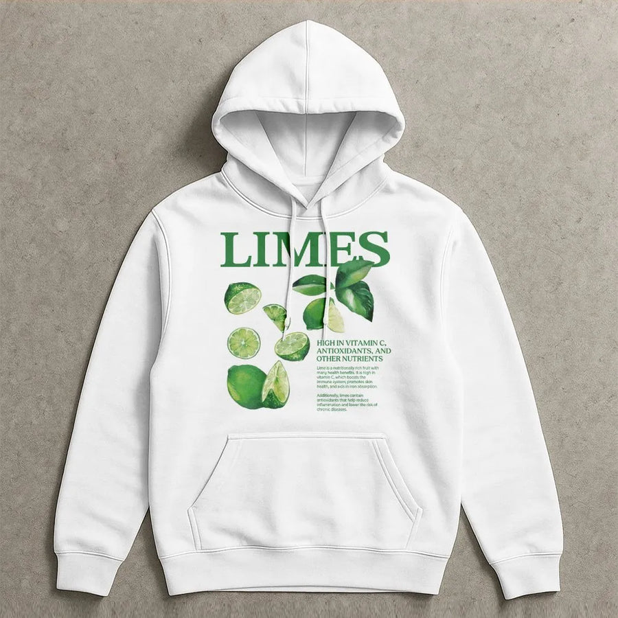 Botanical Lime Hoodie | Y2K Aesthetic Fruit Graphic | Premium Cotton Tee | Gift for Foodies and Health Enthusiasts
